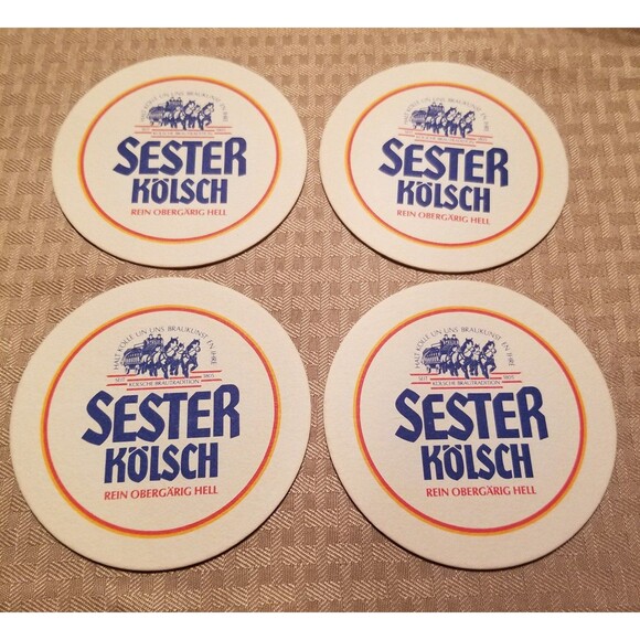 Vintage Sester Kolsch Bierdeckel Beer mat (coaster) set of 4 - Picture 1 of 3